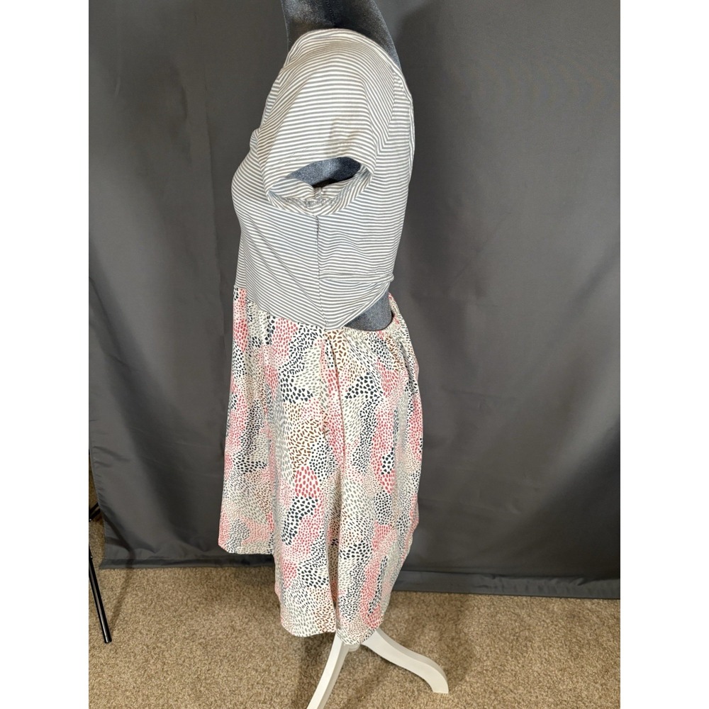 Pact Organic Cotton Fit & Flare Crossover Back Dress Size L Striped Mixed Print - Picture 6 of 10